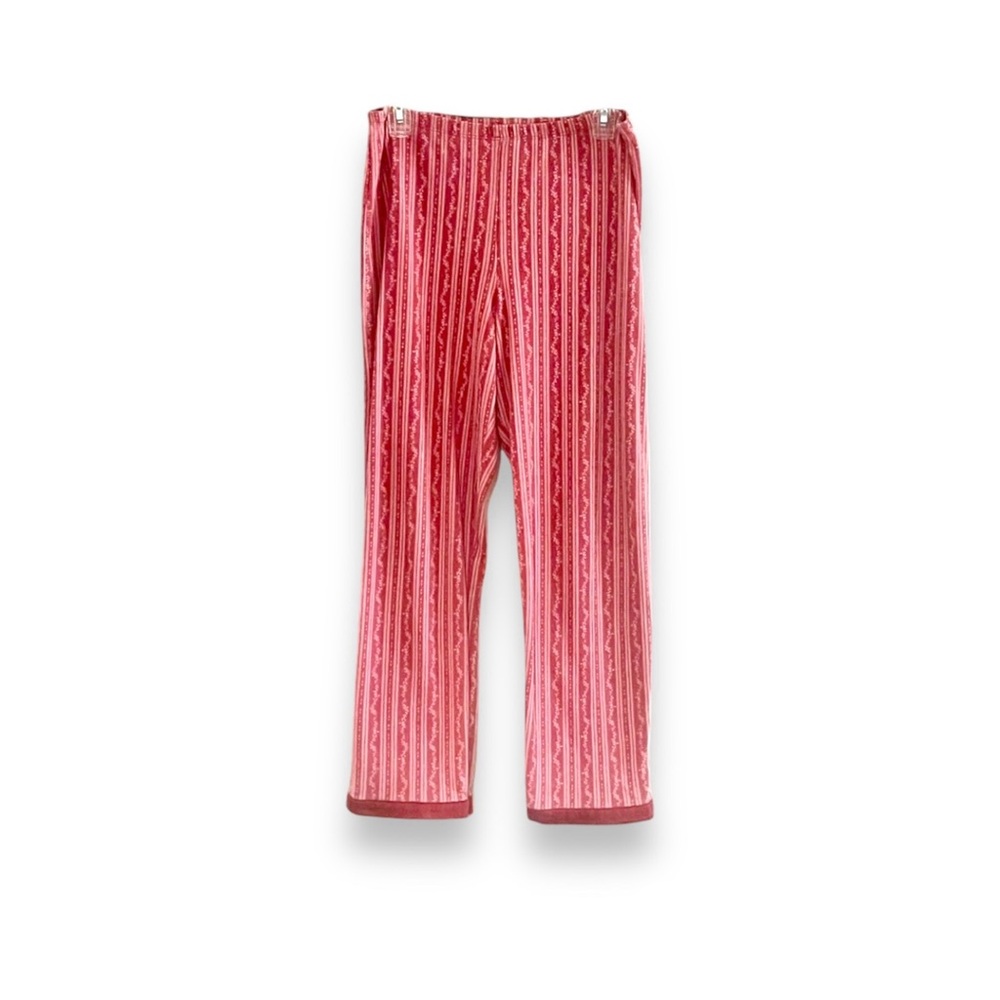 Xmas Holly Jammie Pull-On PJ Bottoms with Red Satin Ankle Trim